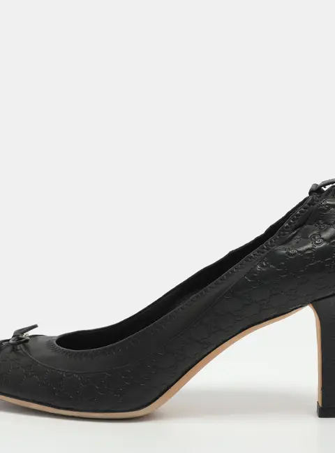 Gucci Size 41 Black Guccissima Leather Pumps