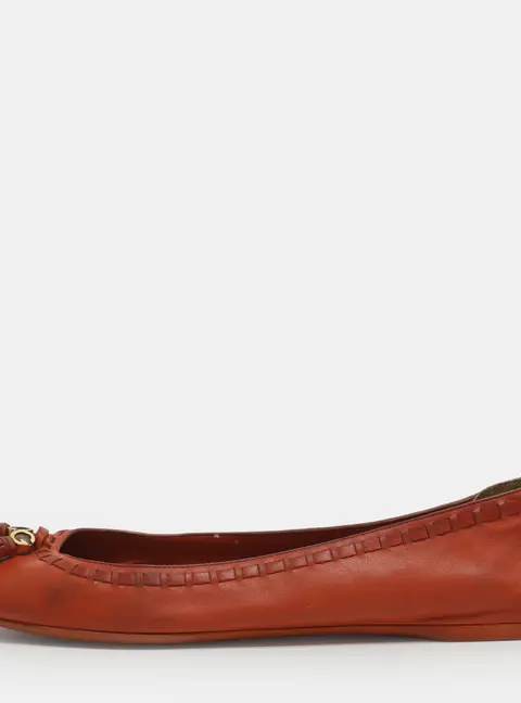Gucci Size 41 Orange Leather Ballet Flats