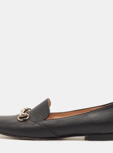 Gucci Horsebit Size 38.5 Black Leather Smoking Slippers