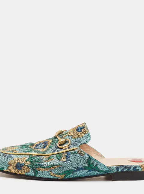 Gucci Princetown Size 36 Multicolor Lurex Fabric Flat Mules