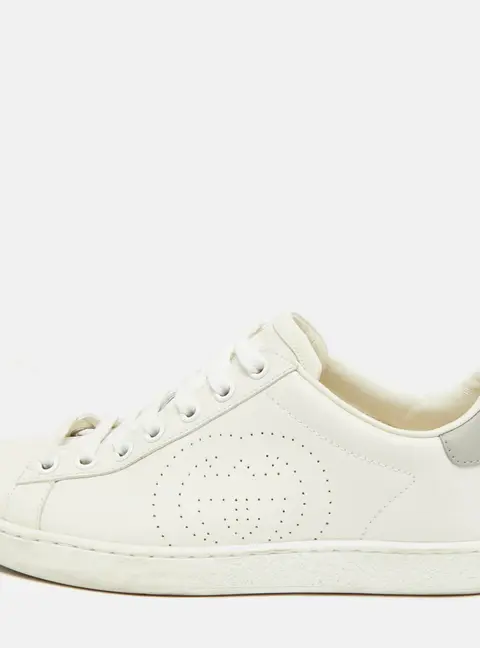 Gucci Ace Interlocking G Size 36 White/Light Grey Leather Low Top Sneakers