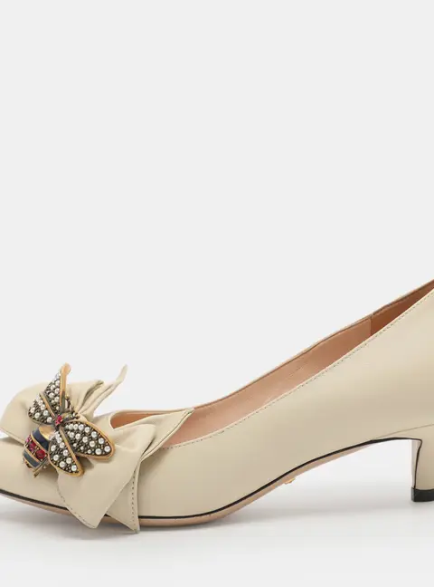 Gucci Queen Margaret Size 35 Off White Leather Pumps