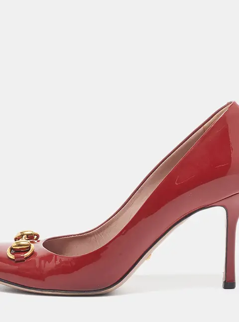 Gucci Horsebit Jolene Size 36.5 Red Patent Leather Pumps