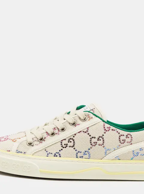 Gucci Tennis 1977 Size 35.5 Multicolor Crystal GG Canvas Low Top Sneakers