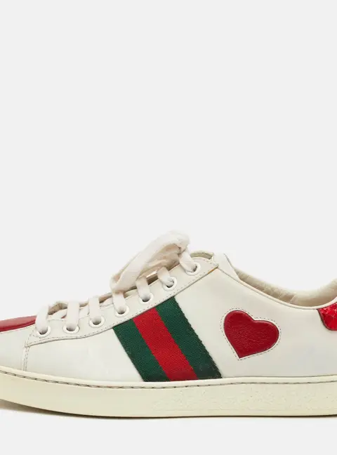 Gucci Ace Heart Size 36 White Leather Low Top Sneakers