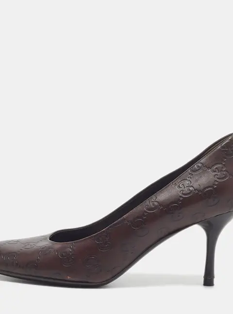 Gucci Guccissima Size 38 Brown Leather Pumps
