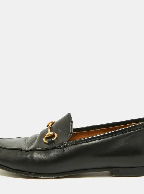 Gucci Jordaan Size 36 Black Leather Horse Bit Loafers