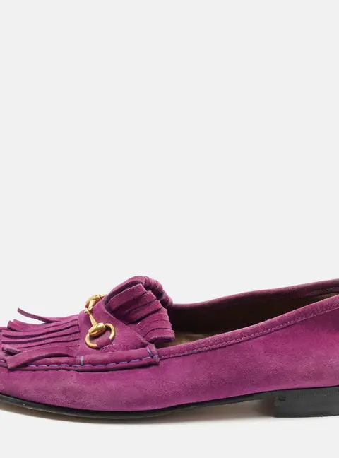 Gucci Horsebit Size 39 Purple Suede Penny Loafers