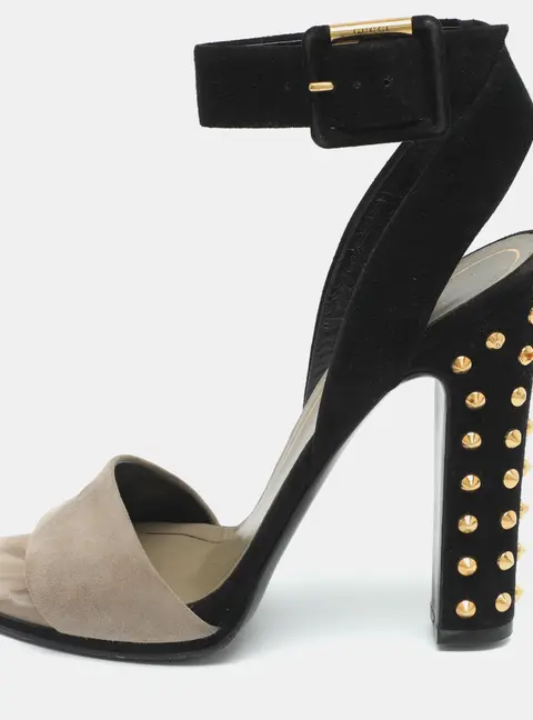 Gucci Madison Size 38 Black/Grey Suede Ankle Strap Sandals