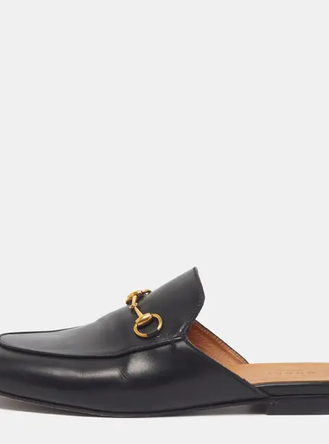 Gucci Princetown Size 40 Black Leather Mules