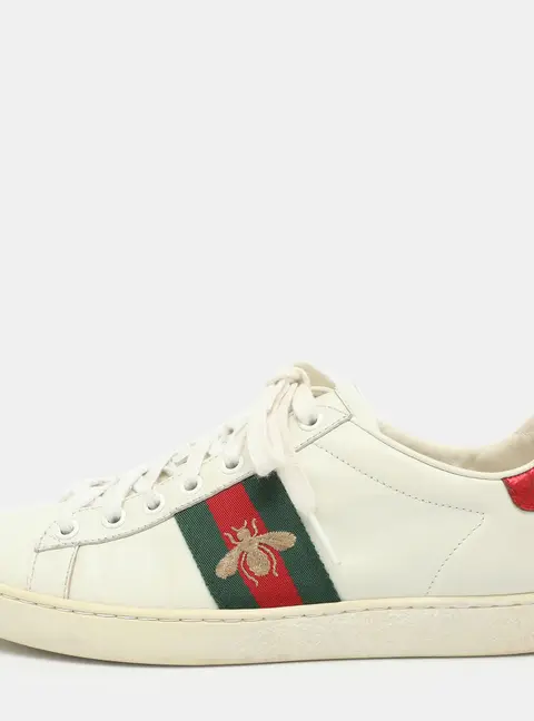 Gucci Ace Size 37 White Leather Low Top Sneakers