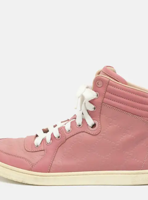Gucci Size 37.5 Pink Guccissima Leather High Top Sneakers