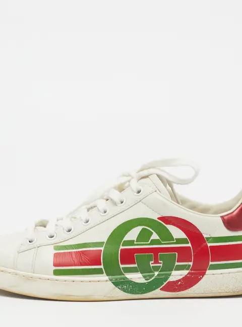 Gucci Ace Size 39 White Leather Lace Up Sneakers