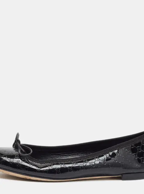 Gucci Size 36.5 Black Patent Leather Ballet Flats