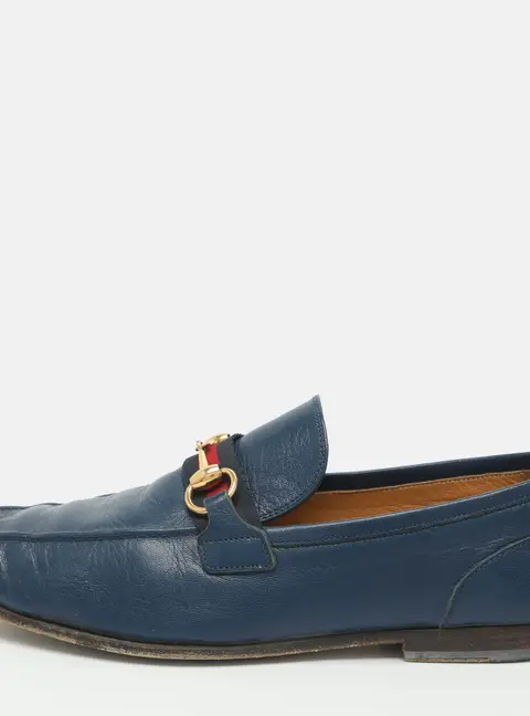 Gucci Horsebit Size 39 Blue Leather Loafers