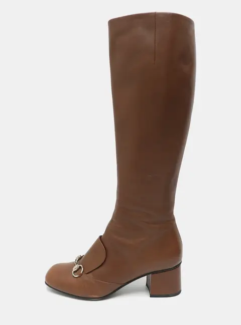 Gucci Horsebit Size 38.5 Brown Leather Knee Length Boots