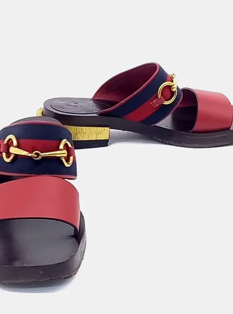 Gucci Multicolor Canvas, Leather Slippers GHW
