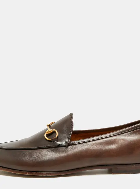 Gucci Horsebit Jordaan Size 38 Brown Leather Loafers