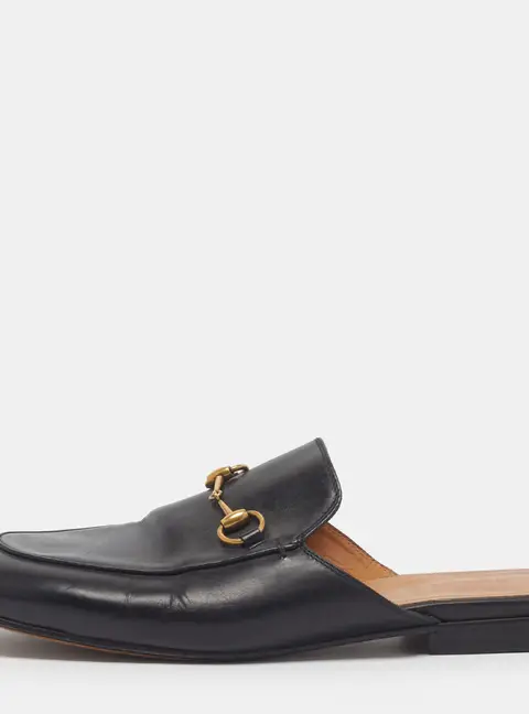 Gucci Princetown Size 39.5 Black Leather Mules