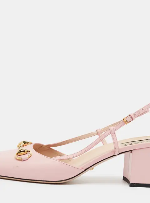 Gucci Horsebit Size 40 Pink Leather Block Heel Slingback Pumps