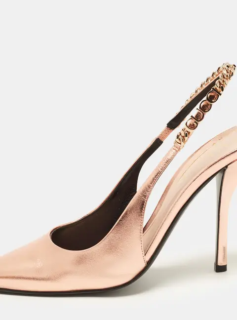 Gucci Signoria Size 39 Rose Gold Leather Slingback Pumps
