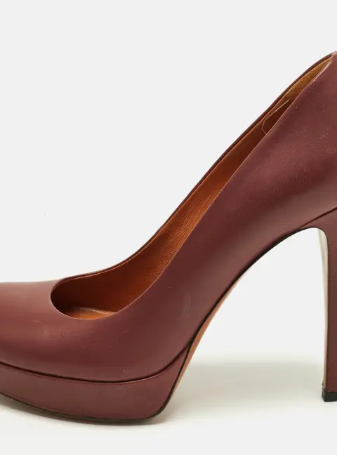 Gucci Size 36.5 Brown Leather Platform Pumps
