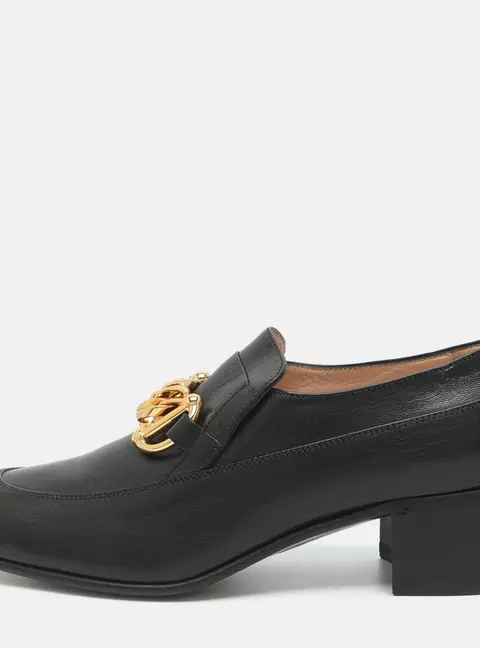 Gucci Ice Lolly Size 39.5 Black Leather Chain Loafers