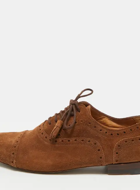 Gucci Size 36.5 Brown Suede Lace Up Brogues