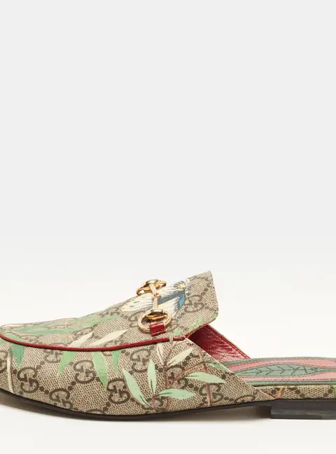 Gucci Princetown Size 36.5 Beige Coated Canvas Mules