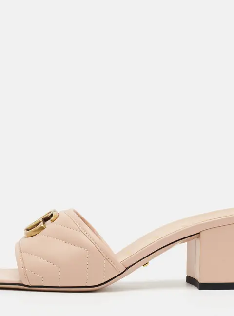 Gucci GG Marmont Size 37 Pink Quilted Leather Slide Sandals