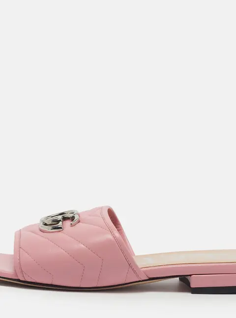Gucci GG Marmont Size 35 Pink Quilted Leather Flat Slide