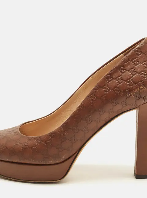 Gucci Size 36 Brown Microguccissima Leather Platform Pumps