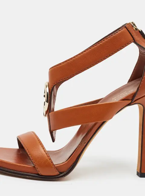 Gucci Interlocking G Size 36 Brown Leather Ankle Strap Sandals