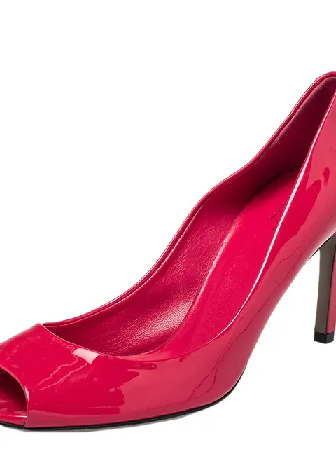 Gucci Pink Patent Leather Peep Toe Pumps Size 38