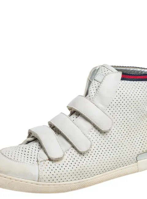 Gucci White Leather High Top Sneakers Size 36.5