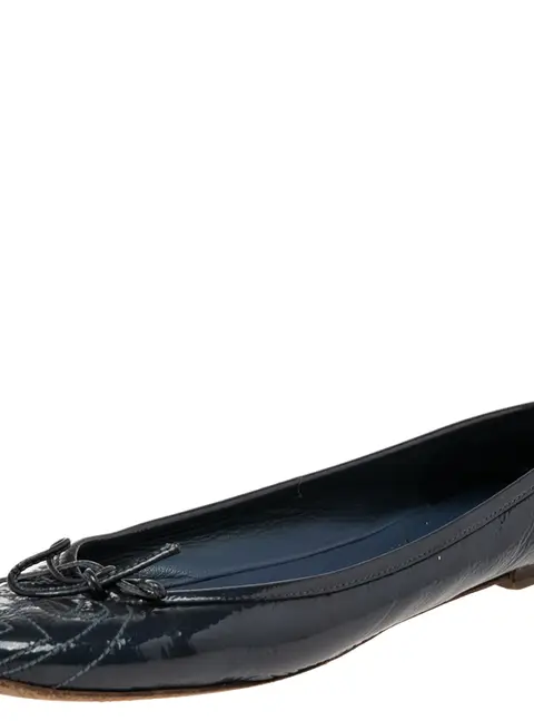 Gucci Soho Size 36.5 Navy Blue Patent Leather Ballet Flats