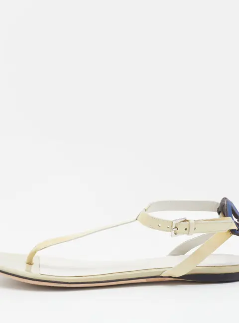 Gucci Beige Patent Leather Interlocking G Thong Flat Sandals Size 35
