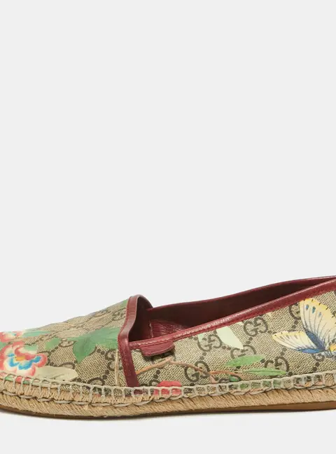 Gucci Multicolor Tian Print GG Supreme Canvas Flat Espadrilles Size 41.5