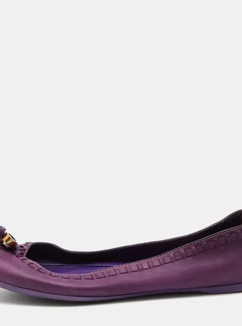 Gucci Purple Leather Tassel Ballet Flats Size 35
