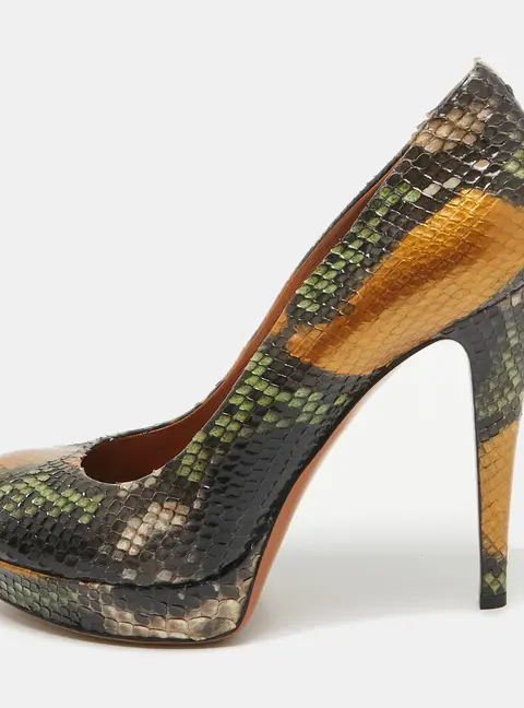 Gucci Multicolor Python Betty Platform Pumps Size 38