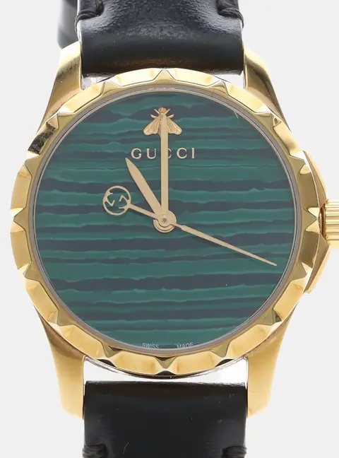 Gucci G-Timeless YA126555 Green Yellow Gold Plated, Stainless Steel Women Wristwatch 27mm