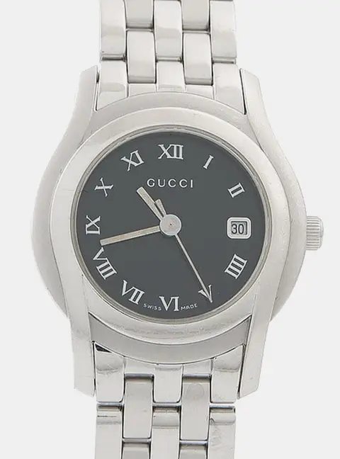 Gucci 5500L Black Stainless Steel Quartz Women's Watches 27 mm
