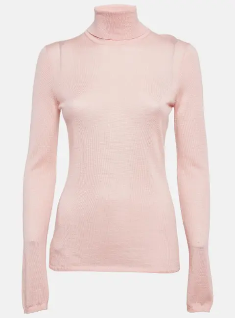 Gabriela Hearst Blush Pink Cashmere Blend Knit Turtleneck Sweater M
