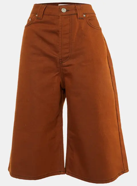 Ganni Brown Denim Knee Length Shorts M