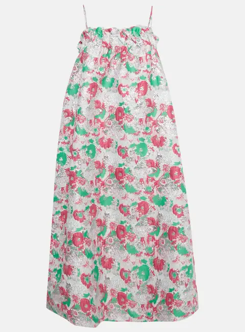 Ganni Multicolor Lurex Jacquard Midi Dress M