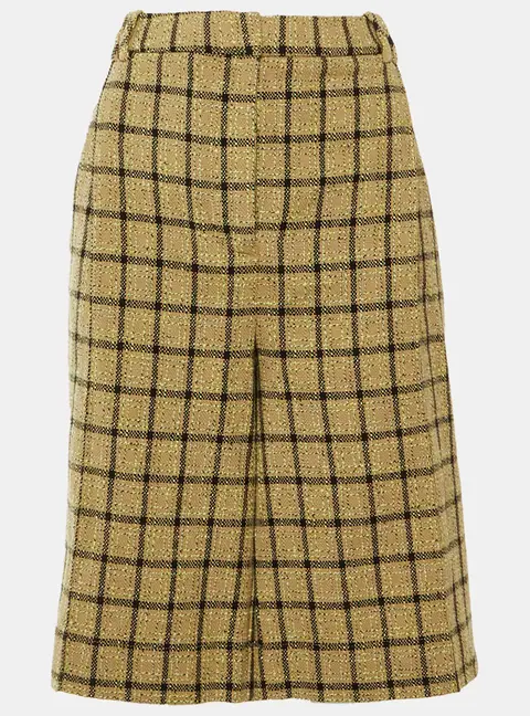 Ganni Beige Checked Cotton Pleated Relaxed Fit Shorts XL