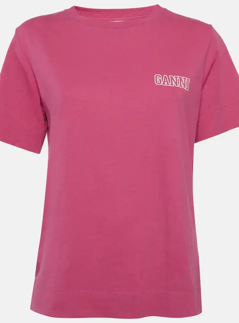 Ganni Pink Cotton Knit T-shirt S