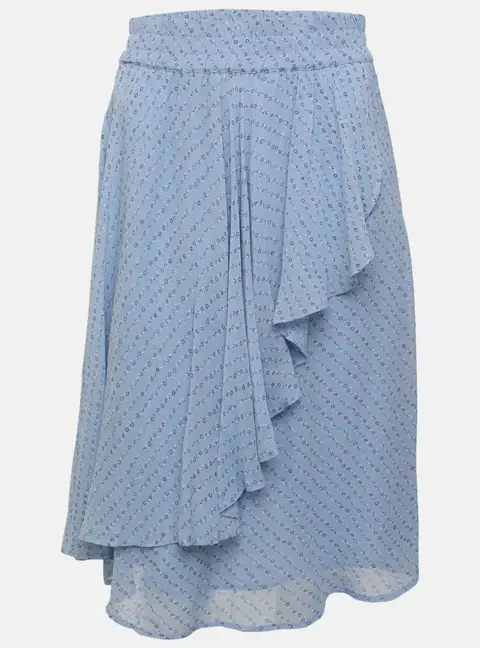Ganni Blue Knit Ruffled Midi Skirt XXS