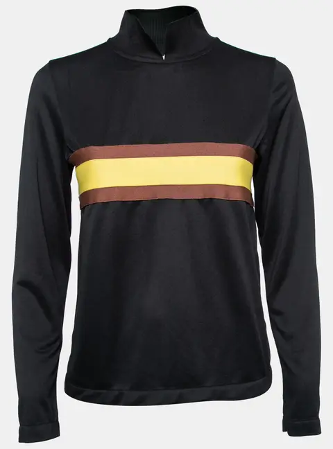 Ganni Black Striped Jersey Dubois Polo Top S