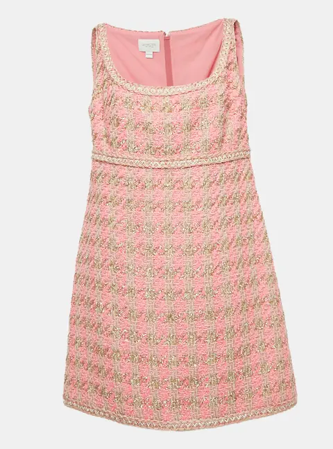 Giambattista Valli Pink Lurex Tweed Sleeveless Mini Dress XL